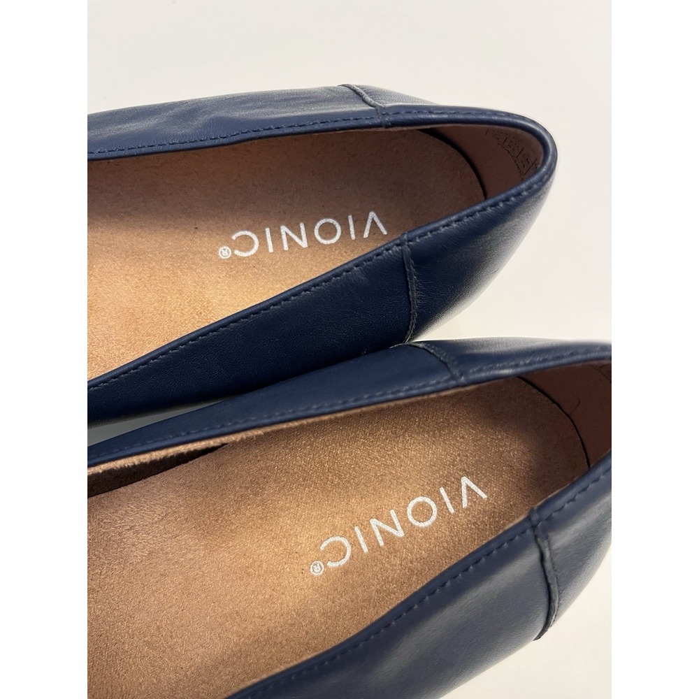 New VIONIC Sz 12 Kensley Loafer Navy Blue Leather Slip On Flats Women's Comfort - Picture 6 of 7